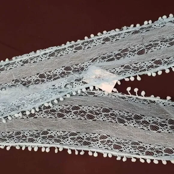 Lace Scarf Neck Shoulder Wrap Fancy Baby Blue 58" L x 8" W, NEW, WOMEN'S, STOLE - Picture 3 of 5